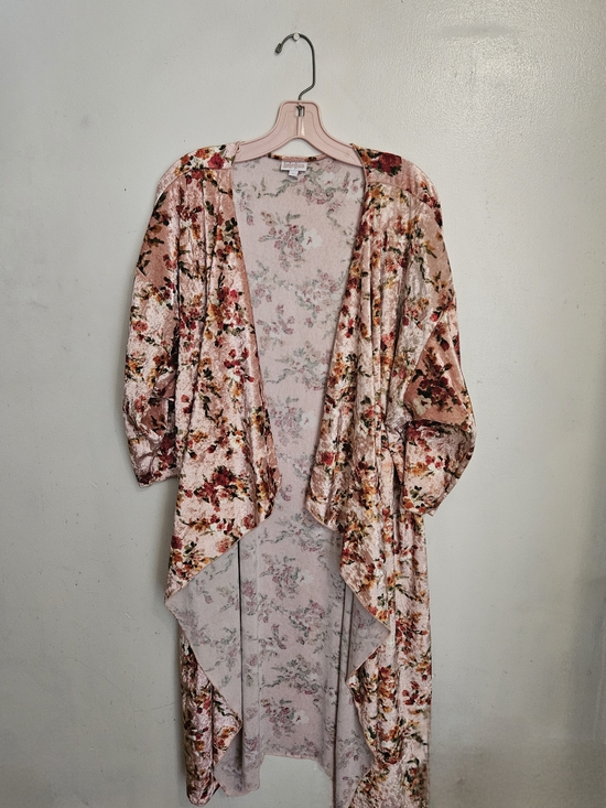 LuLaRoe Other - Floral Velvet Long Robe - Pink